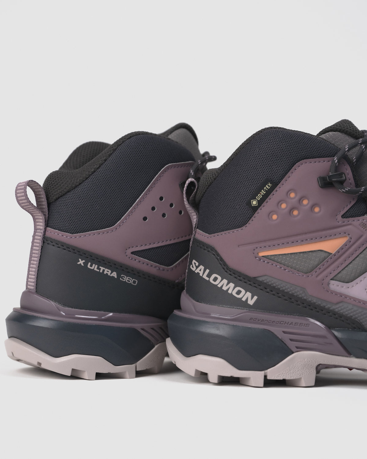 Close-up of GORE-TEX® branding on side of women’s Salomon hiking boot