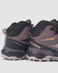 Close-up of GORE-TEX® branding on side of women’s Salomon hiking boot