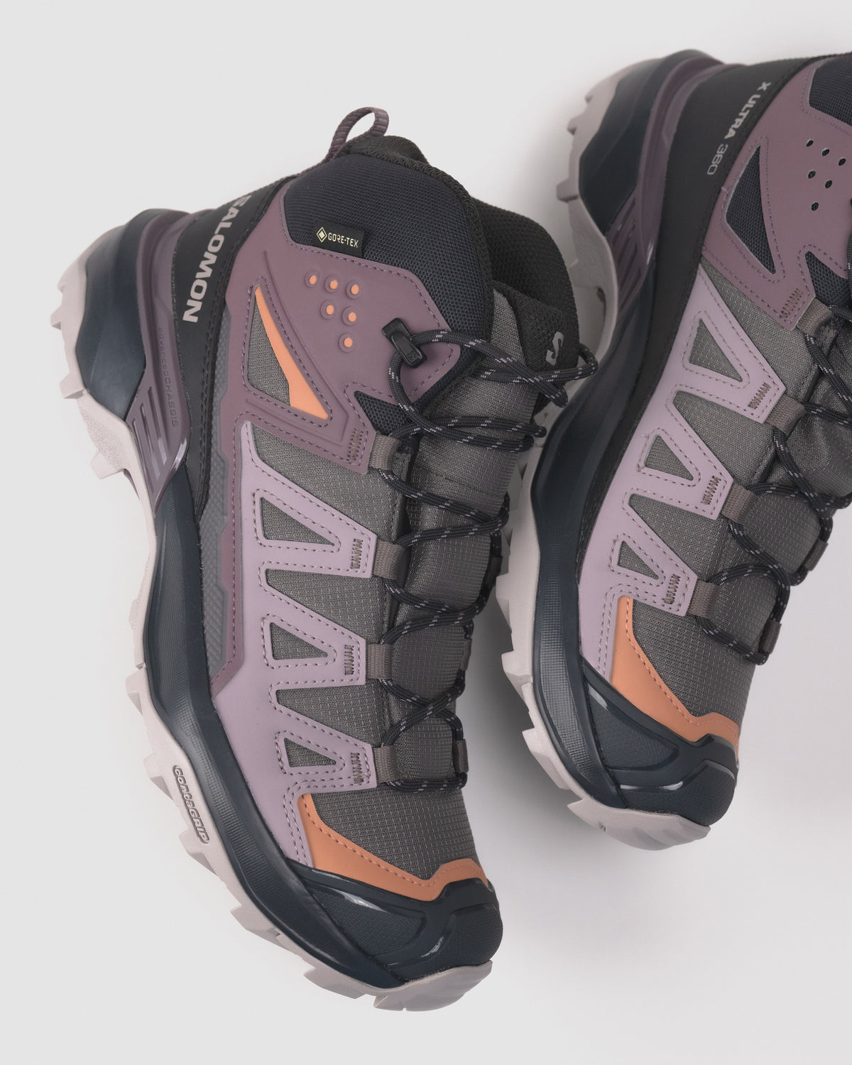 Close-up of GORE-TEX® branding on side of women’s Salomon hiking boot