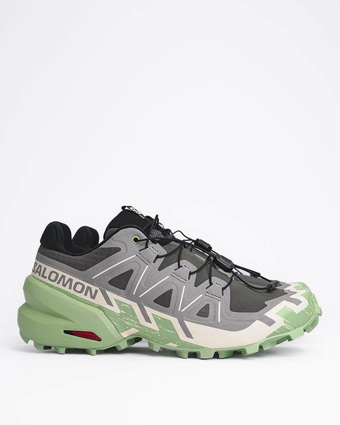 Women's Salomon Speedcross 6 Trail Running Shoe – Aggressive Grip Technical Trail and Mud Runner in Castlerock / Vanilla Ice / Smoke Green