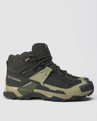 Side view of Salomon X ULTRA 5 Mid showing PU leather upper and Contagrip outsole