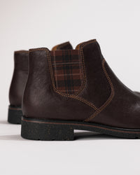 Close-up of leather texture and gore detailing on the Kaylee Arch Support Boot