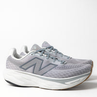 Side angle of Men's New Balance Fresh Foam X 1080 V14 in Grey Matter, showcasing the triple jacquard mesh upper and sleek silhouette.