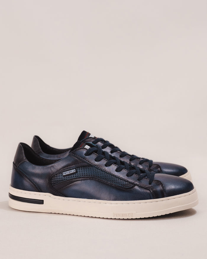 Pikolinos XATIVA Men’s Lace-Up Sneaker in Blue Calfskin Leather
