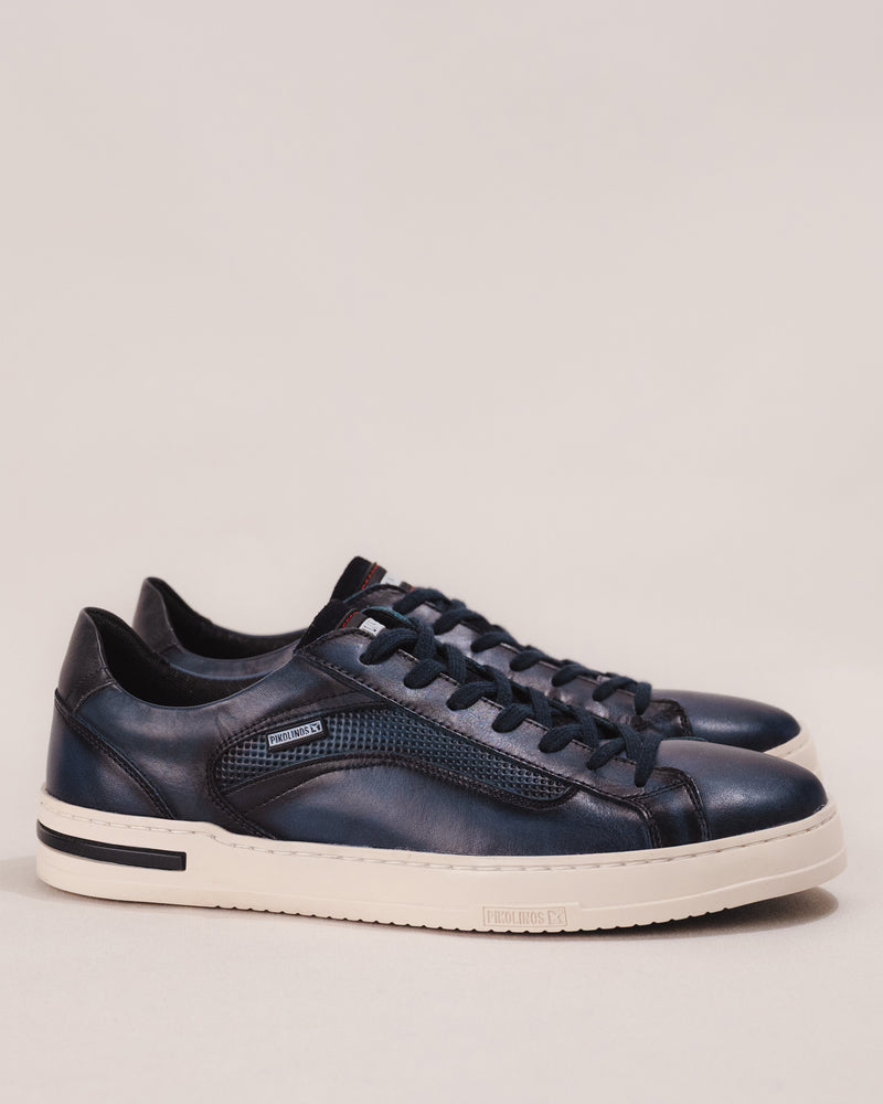 Pikolinos XATIVA Men’s Lace-Up Sneaker in Blue Calfskin Leather