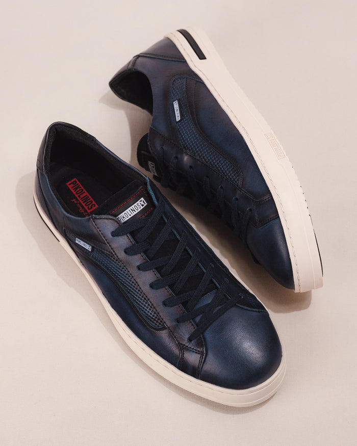 Pikolinos XATIVA Men’s Lace-Up Sneaker in Blue Calfskin Leather