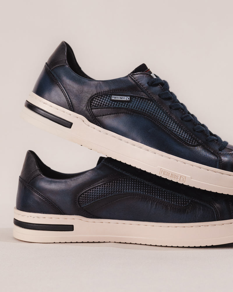 Pikolinos XATIVA Men’s Lace-Up Sneaker in Blue Calfskin Leather