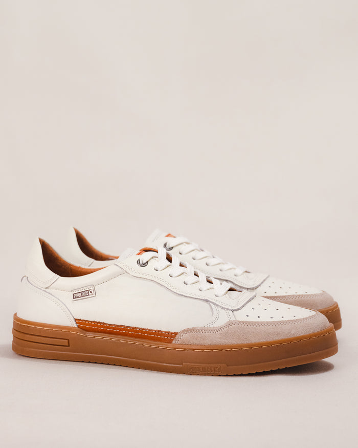 Pikolinos XATIVA Men’s Lace-Up Sneaker in Off-White Calfskin Leather