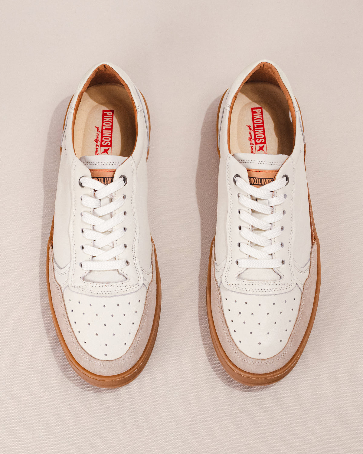 Pikolinos XATIVA Men’s Lace-Up Sneaker in Off-White Calfskin Leather