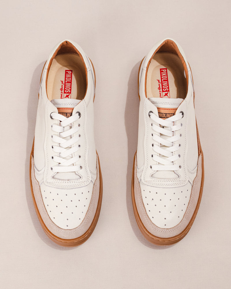 Pikolinos XATIVA Men’s Lace-Up Sneaker in Off-White Calfskin Leather