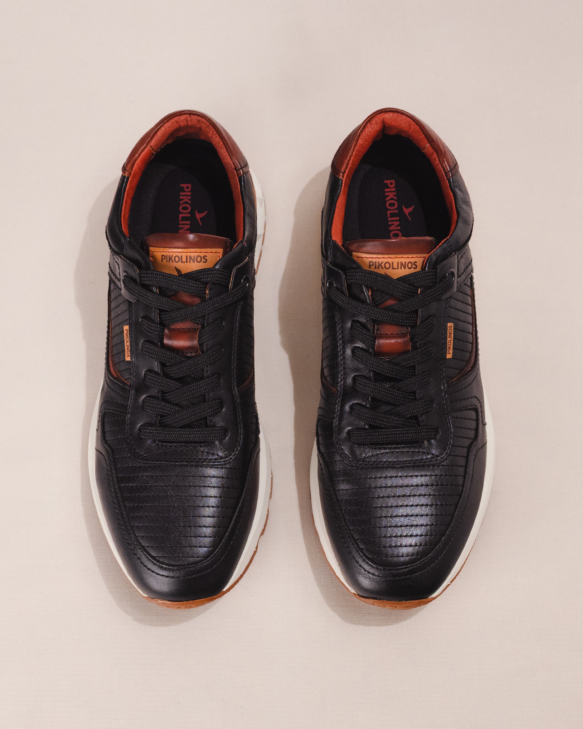 Pikolinos ARANDA Men's Lace-Up Trainer in Black Calfskin Leather