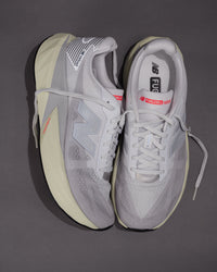 Men’s New Balance FuelCell Rebel v5 in Raincloud with Mineral and White – Lightweight Neutral Trainer overhead shot