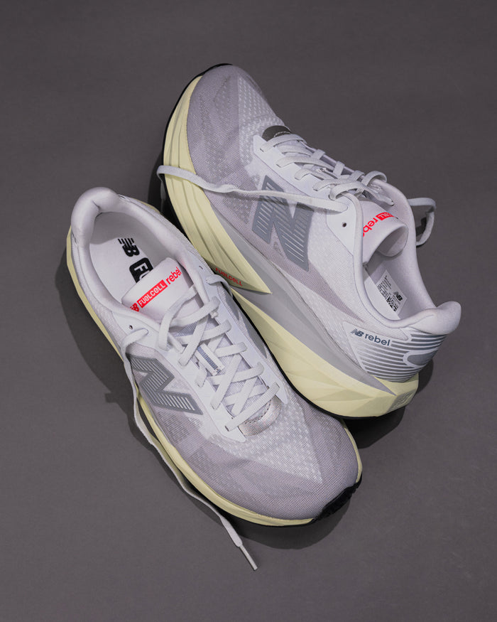 Men’s New Balance FuelCell Rebel v5 in Raincloud with Mineral and White – Lightweight Neutral Trainer
