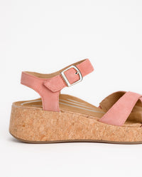 Women's Aetrex Flora Wedge Sandal – Anatomical Cork-Wrap Comfort Platform in Antique Rose Suede