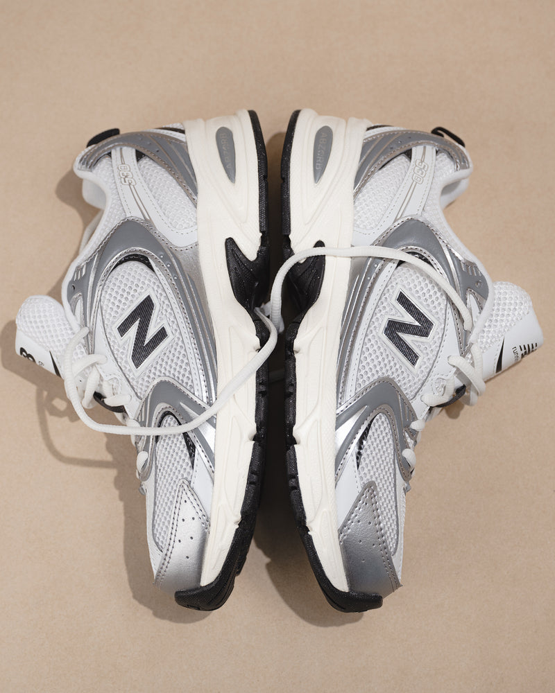 New Balance 530 Sneaker in Silver Metallic with Black Cement