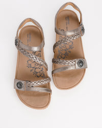 Women's Aetrex Jillian Braided Sandal in Brushed Silver Leather