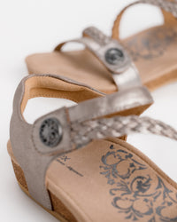 Women's Aetrex Jillian Braided Sandal in Brushed Silver Leather