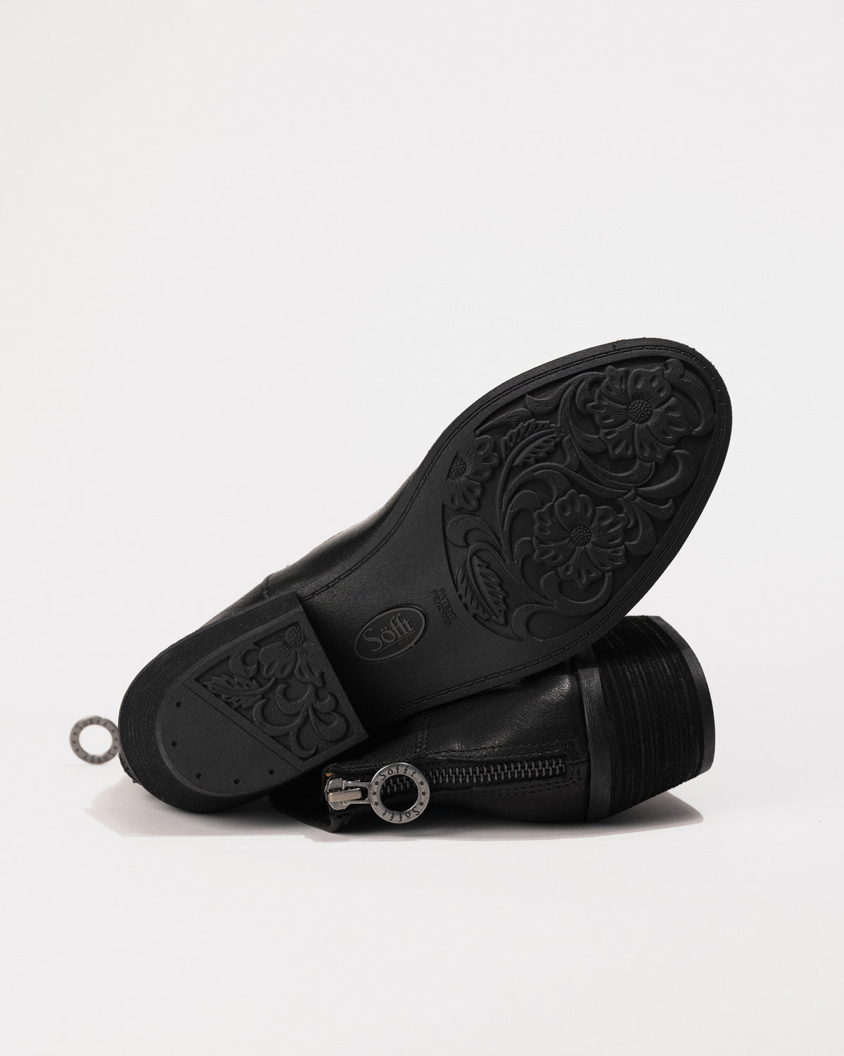 Bottom view of TPR outsole with traction detail and light flex grooves.
