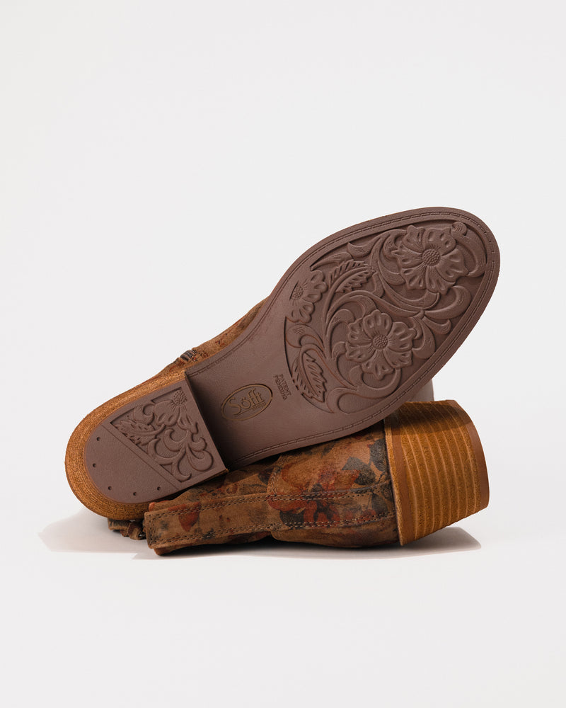 Tread pattern on flexible TPR outsole designed for grip in wet conditions.