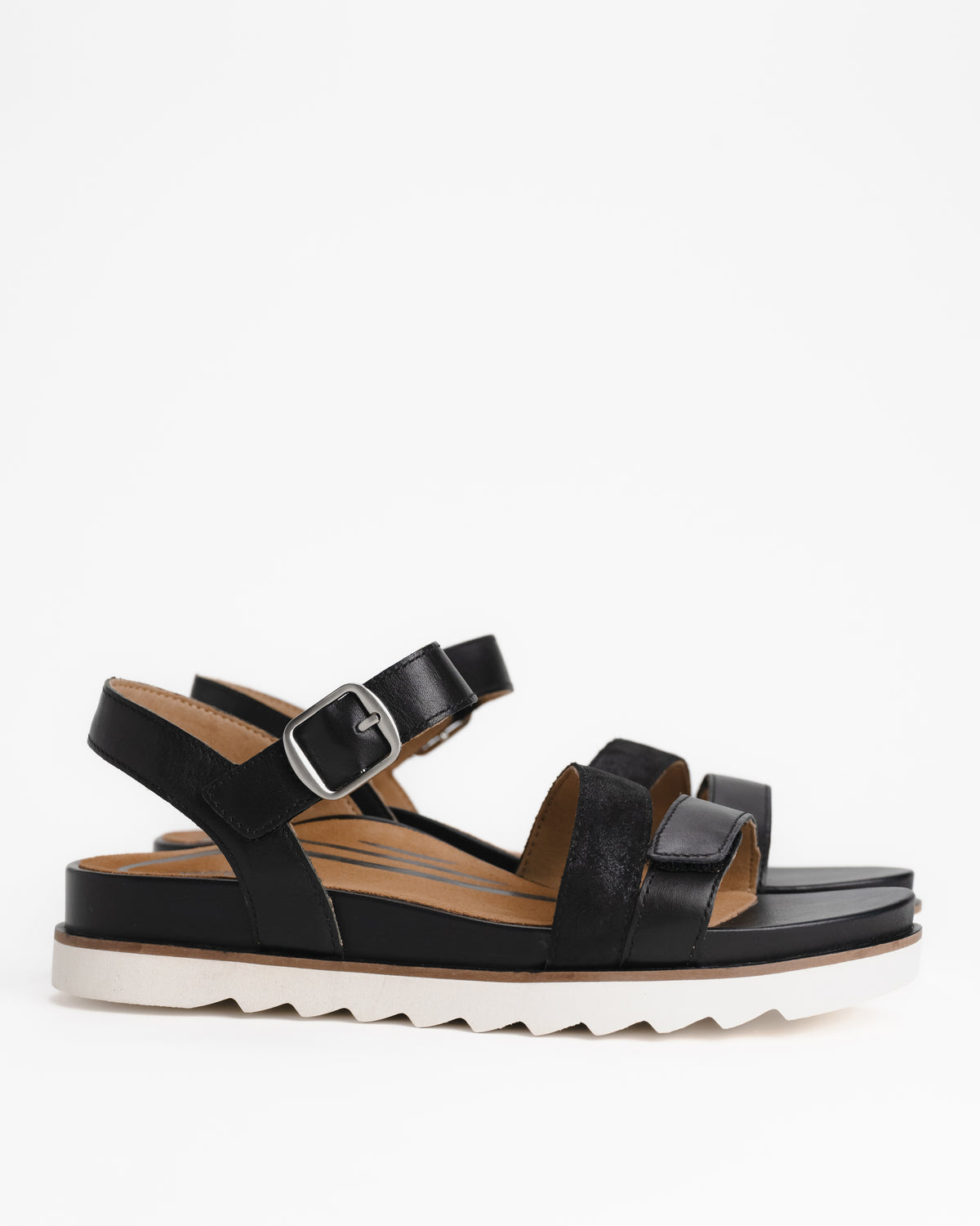 Women's Aetrex Cass Arch Support Sandal in Black Leather