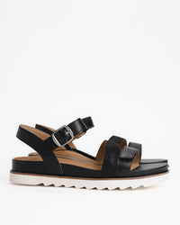 Women's Aetrex Cass Arch Support Sandal in Black Leather