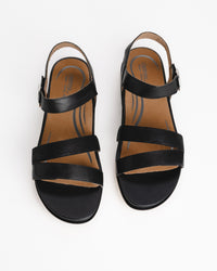 Women's Aetrex Cass Arch Support Sandal in Black Leather