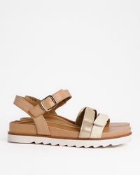Women's Aetrex Cass Arch Support Sandal in Champagne Leather