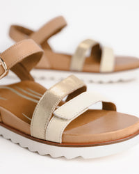 Women's Aetrex Cass Arch Support Sandal in Champagne Leather