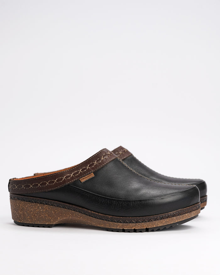 Women's Pikolinos Granada Leather Loafer Clogs – Artisanal Memory Foam Slip-On Clogs in Black