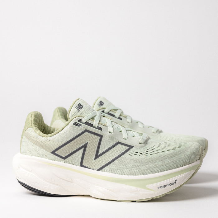 Front angle of Women's New Balance Fresh Foam X 1080 V14 in Natural Mint, showcasing the triple jacquard mesh upper and sleek silhouette.