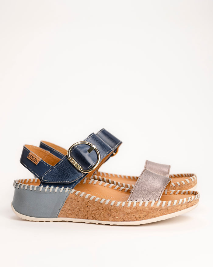 Women’s Pikolinos Marina Platform Wedge Leather Sandal in Stone