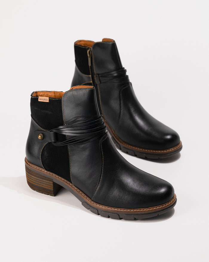 Angled view of the Pikolinos San Sebastian Boot showcasing the smooth leather and zip entry.