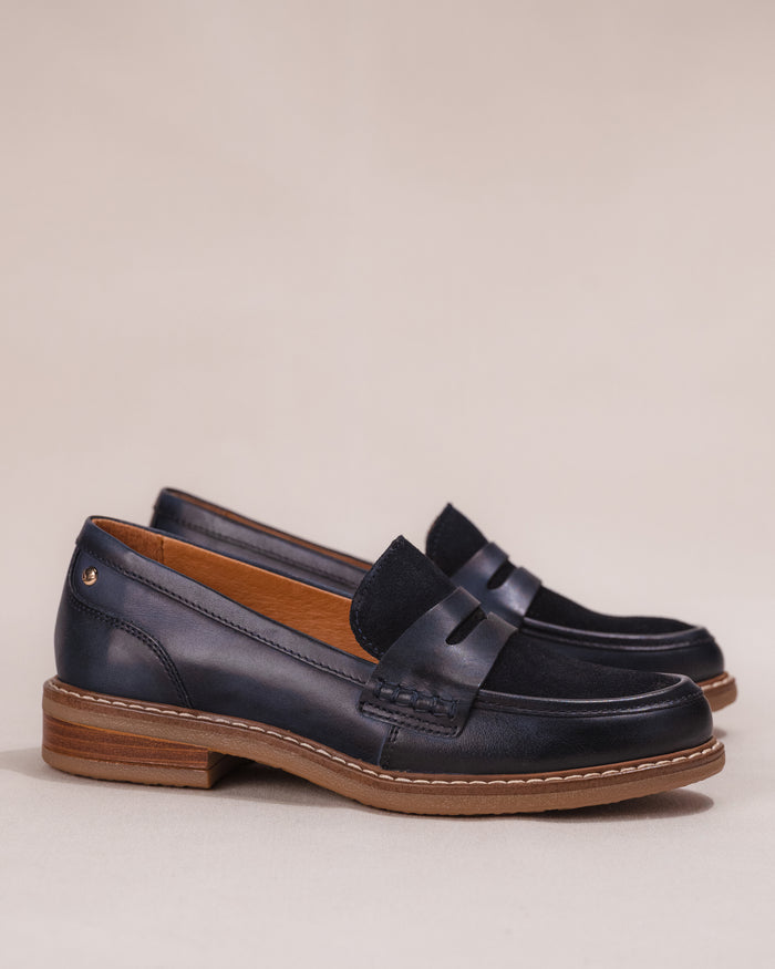 Women's Pikolinos Aldaya Penny Loafers in Blue Leather