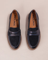 Women's Pikolinos Aldaya Penny Loafers in Blue Leather