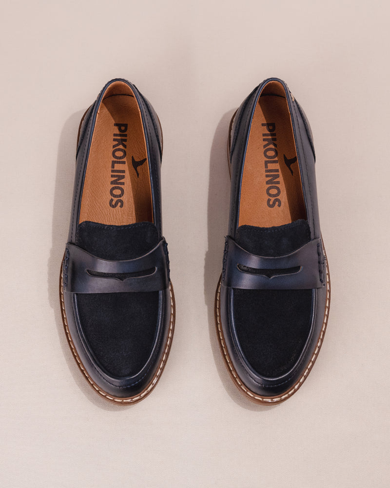 Women's Pikolinos Aldaya Penny Loafers in Blue Leather