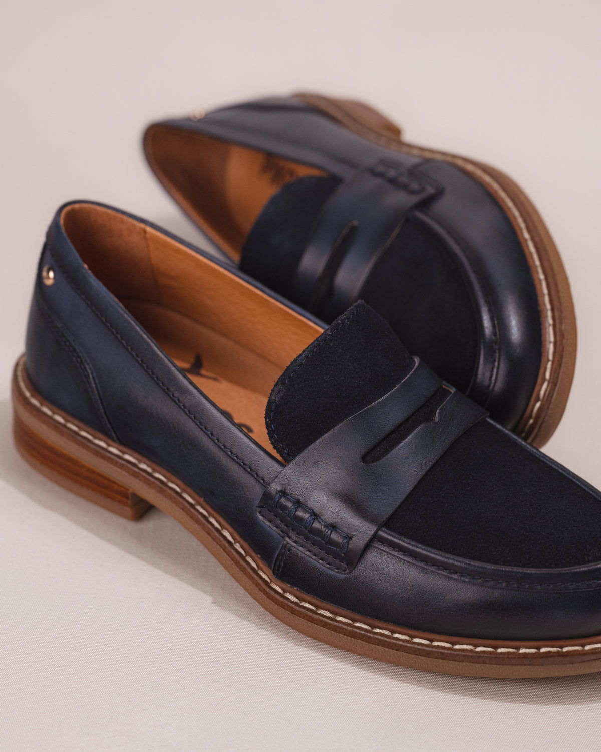 Women's Pikolinos Aldaya Penny Loafers in Blue Leather