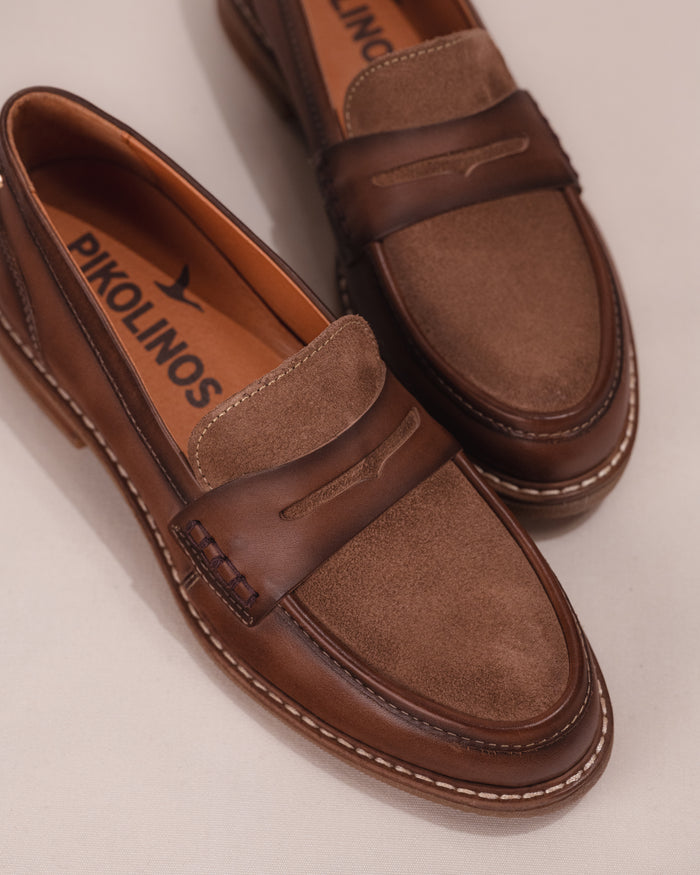 Women's Pikolinos Aldaya Penny Loafers in Topo Leather