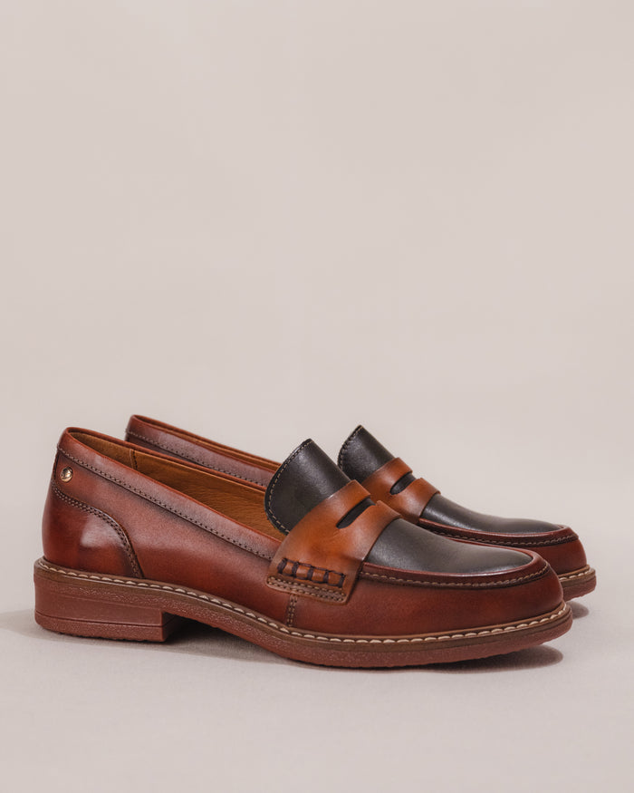 Women's Pikolinos Aldaya Penny Loafers in Cognac Leather Multi-color