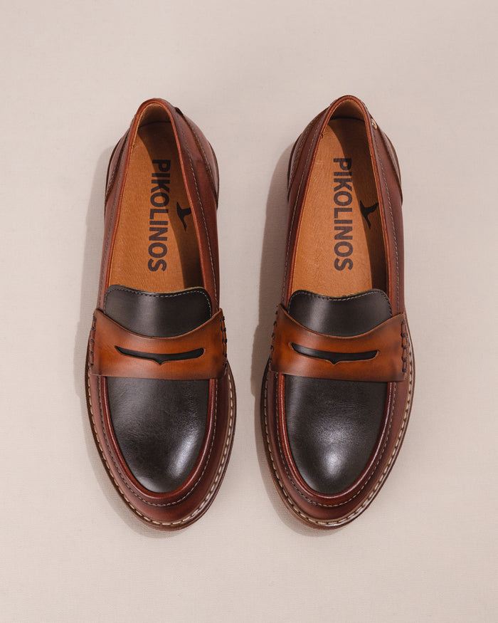Women's Pikolinos Aldaya Penny Loafers in Cognac Leather Multi-color