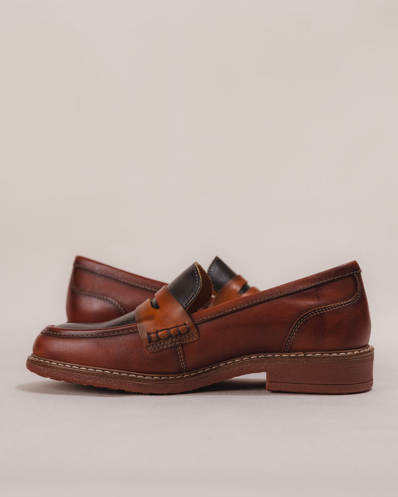 Women's Pikolinos Aldaya Penny Loafers in Cognac Leather Multi-color