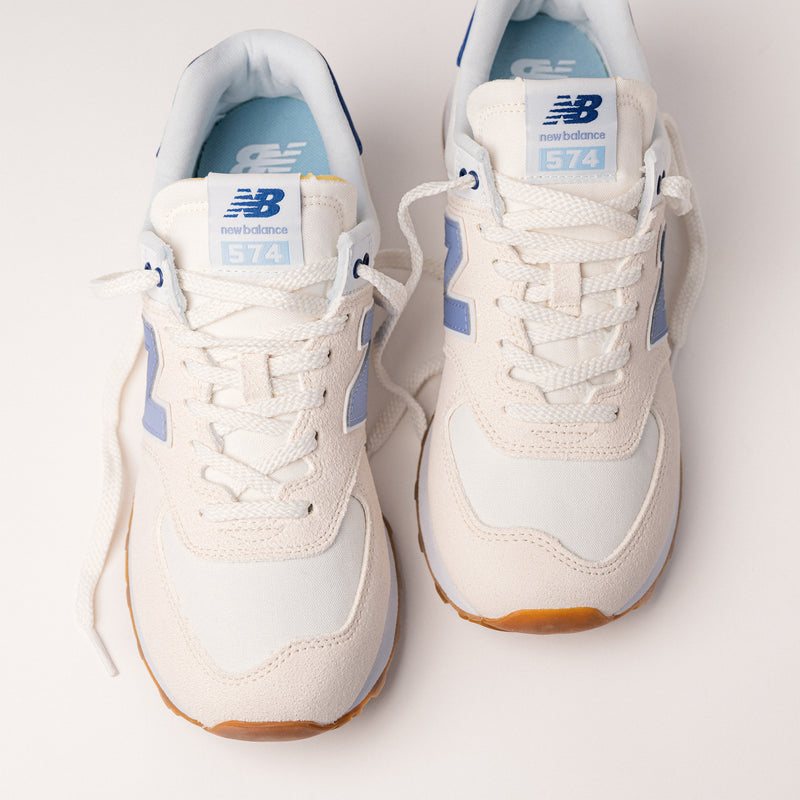 Women's New Balance 574, WL574CBL Lifestyle Classic sneaker in Linen with Indigo