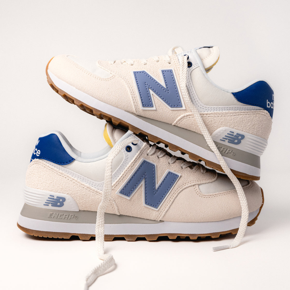 Women's New Balance 574, WL574CBL Lifestyle Classic sneaker in Linen with Indigo