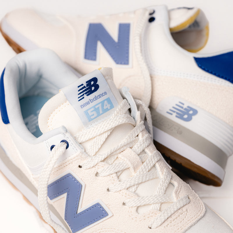 Women's New Balance 574, WL574CBL Lifestyle Classic sneaker in Linen with Indigo