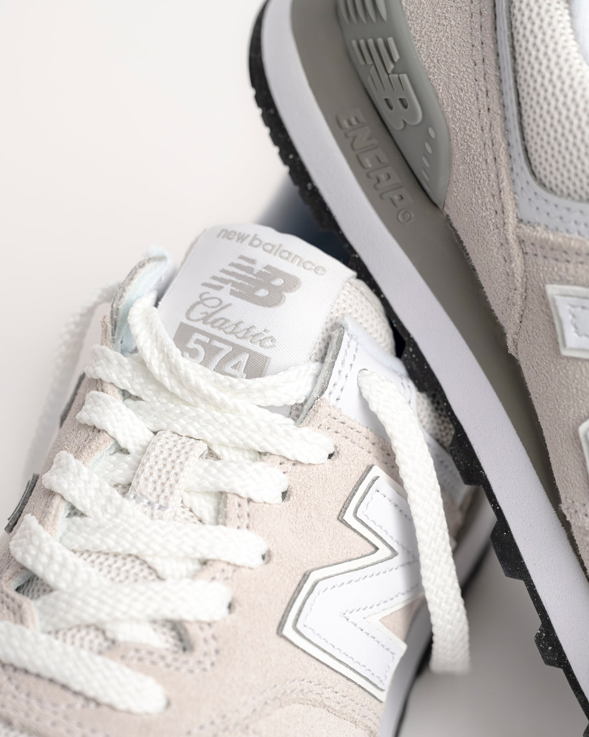 ENCAP midsole and tongue detail on New Balance 574 sneaker