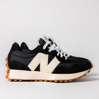 Retro-inspired New Balance iconic 327 V1 in Black with White detailing