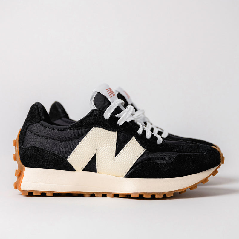 Retro-inspired New Balance iconic 327 V1 in Black with White detailing
