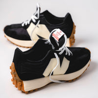 Retro-inspired New Balance iconic 327 V1 in Black with White detailing