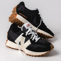 Retro-inspired New Balance iconic 327 V1 in Black with White detailing