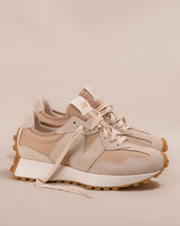 Iconic New Balance 327 V1 sneaker in Dark Tan/Cream Suede