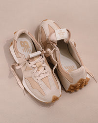 Iconic New Balance 327 V1 sneaker in Dark Tan/Cream